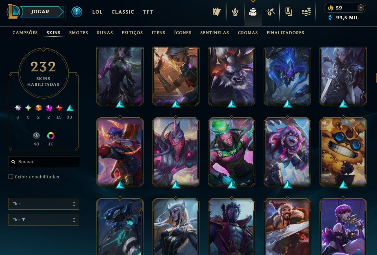 CONTA DE 2017 - 232 SKINS - LVL 374 - TODOS CAMPEÕES - 99K DE EA - 24 CROMAS