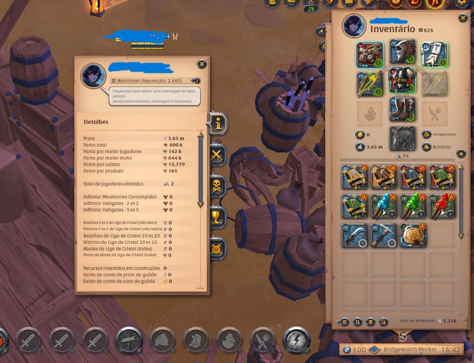 CONTA ALBION ONLINE SPEC EM ARCO E COLETA DE MINERIO E PELEGO T4