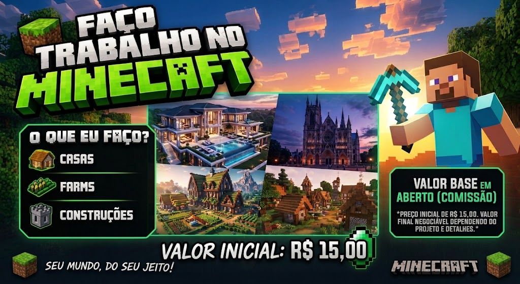 Construções no Minecraft por Encomenda | Casas, Farms e Muito Mais!