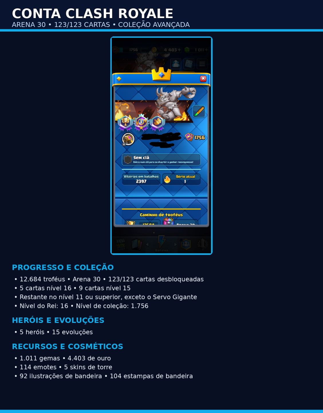 PACOTE 2 CONTAS: BRAWL STARS + CLASH ROYALE | FULL COLEÇÃO