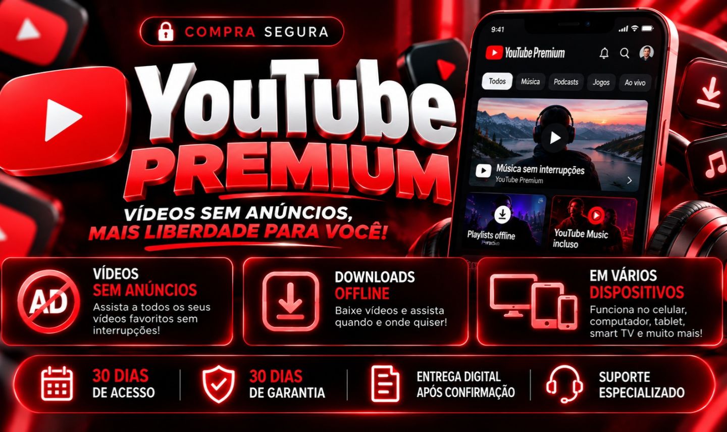 YOUTUBE PREMIUM 30 DIAS NO SEU E-MAIL