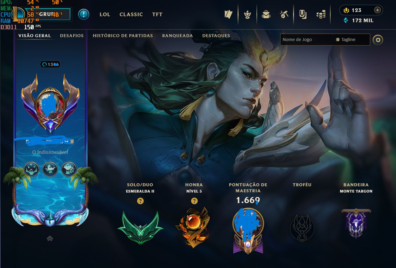 Conta lol Top 1 zaahen esmeralda 2