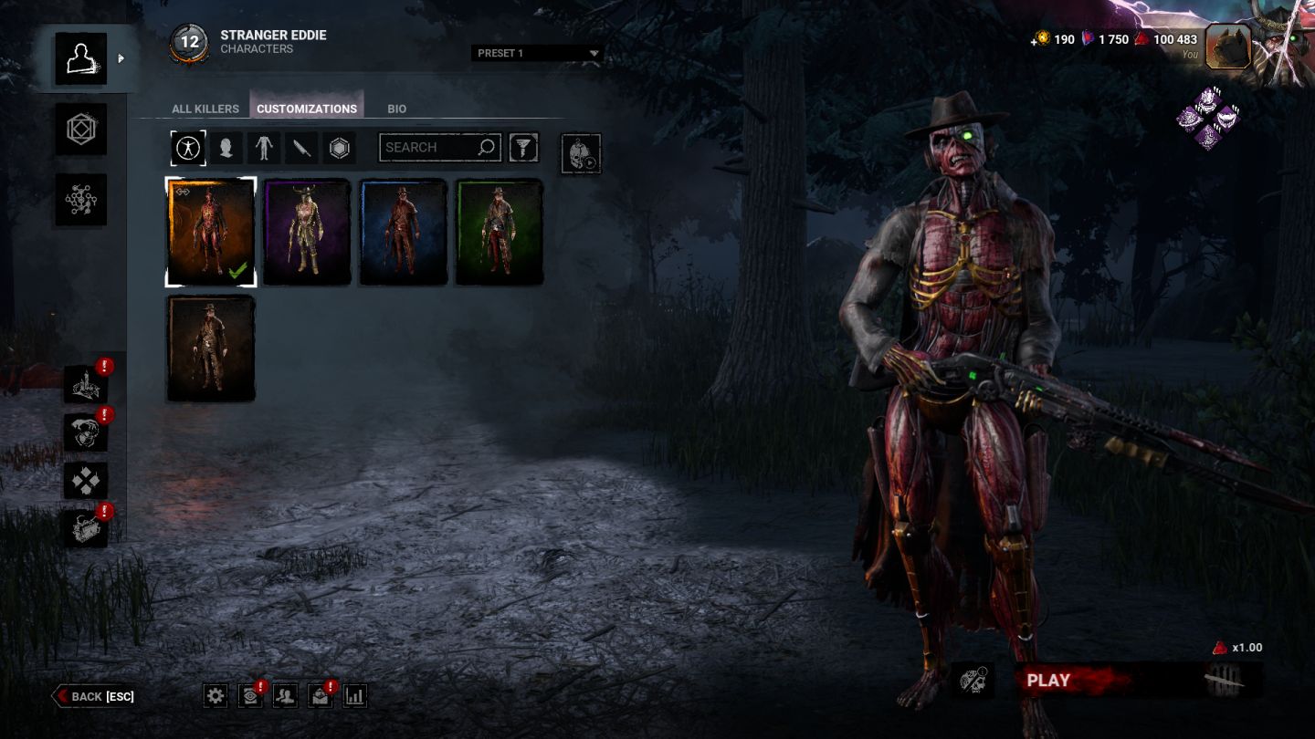 Conta Dead By Daylight, contendo personagens de licença que saíram do jogo etc