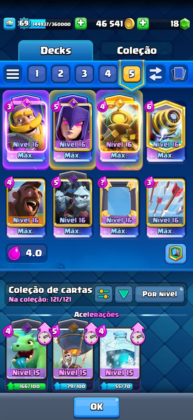 Conta antiga Clash Royale nível 69