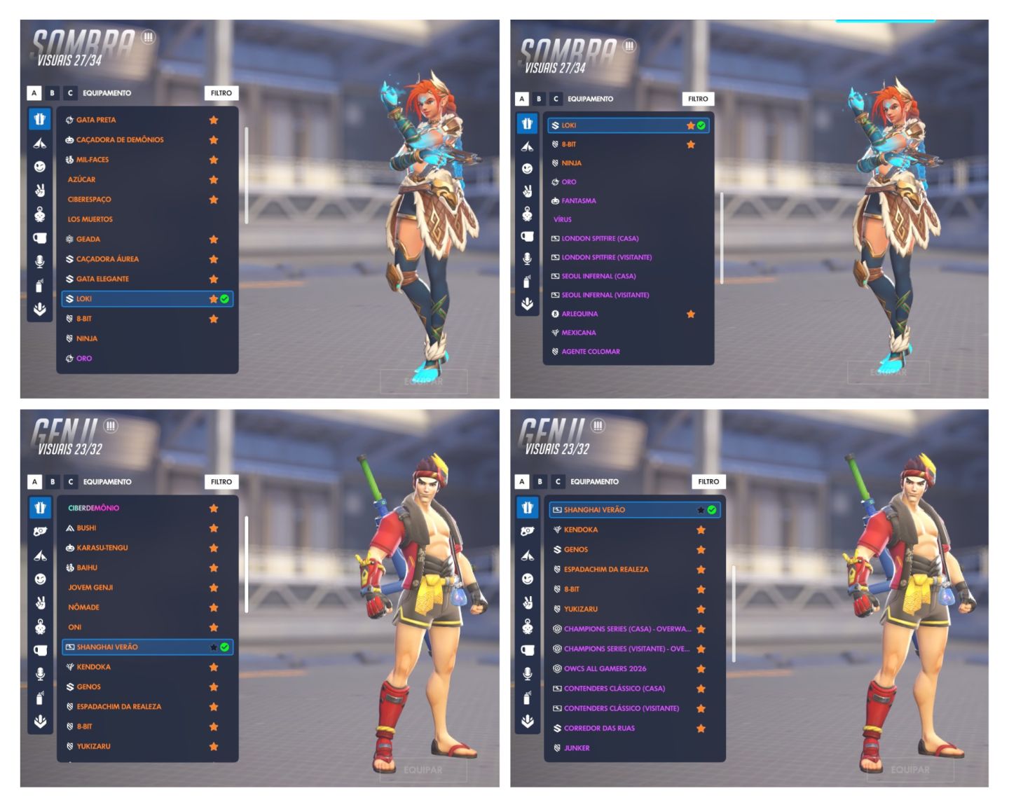 CONTA OVERWATCH | 720+ Skins (11 Miticas, 6 Golden Guns) | Collabs e Skins OWL