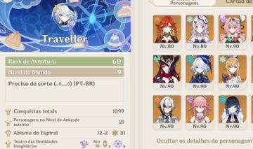 Conta AR 60 | 29T5 + 10 Armas T5 + 1600 Cristais + Skins Citlali e Ayaka + HSR