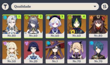 | Conta Genshin | AR 50 | 6 T5 | 20 T4 |