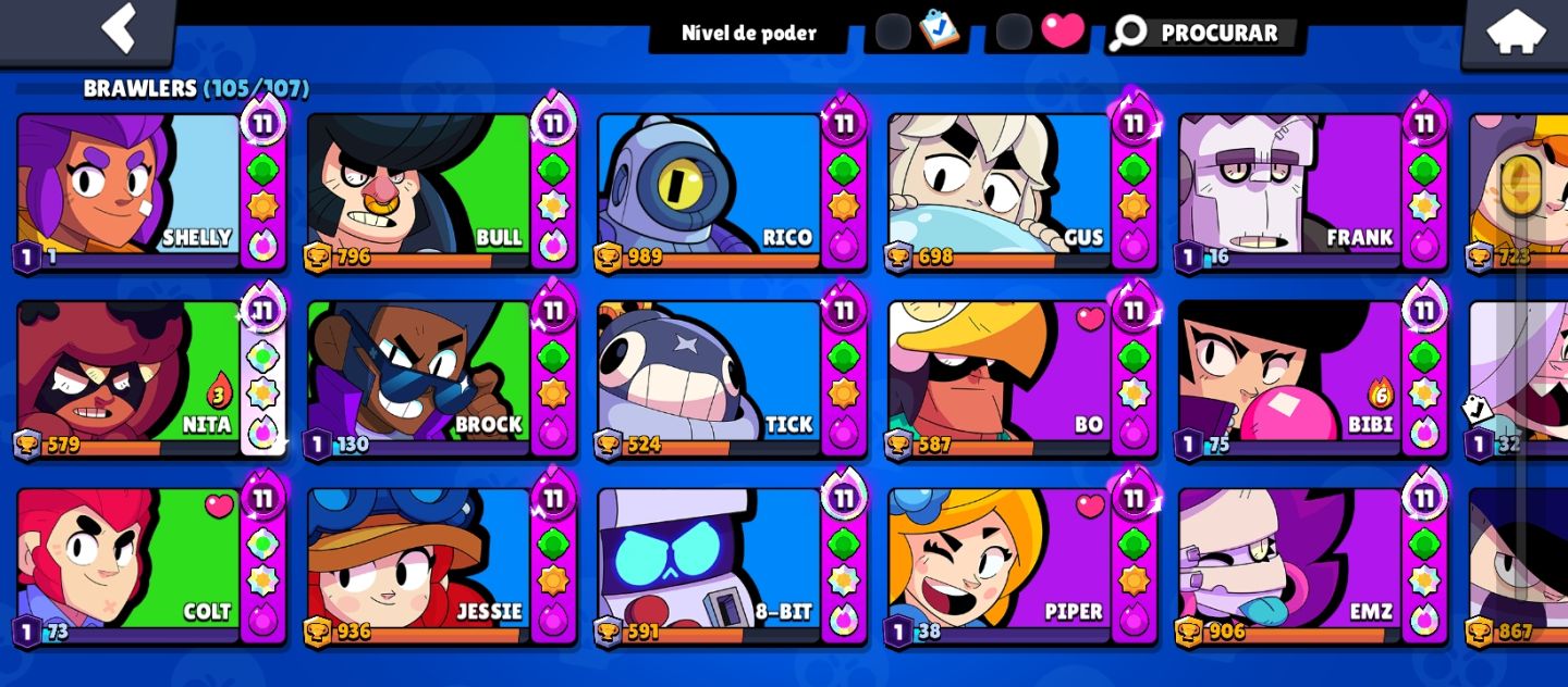 Conta de BRAWL STARS| SKINS DE HIPERCARGA|BRAWLERS LVL MAX| MAIS DE 45K