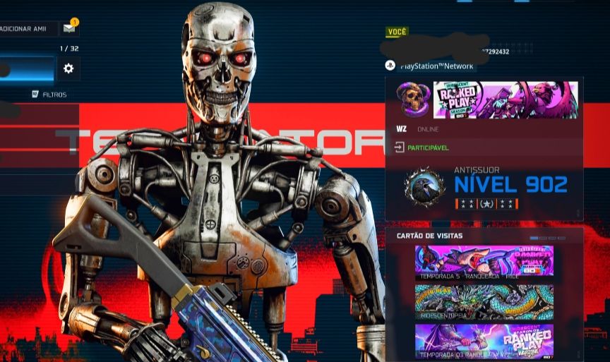 CONTA WARZONE NÍVEL 900+/ T800/ GORDÃO/ IRRIDESCENT MP E WZ/ MUITOS ITENS RAROS