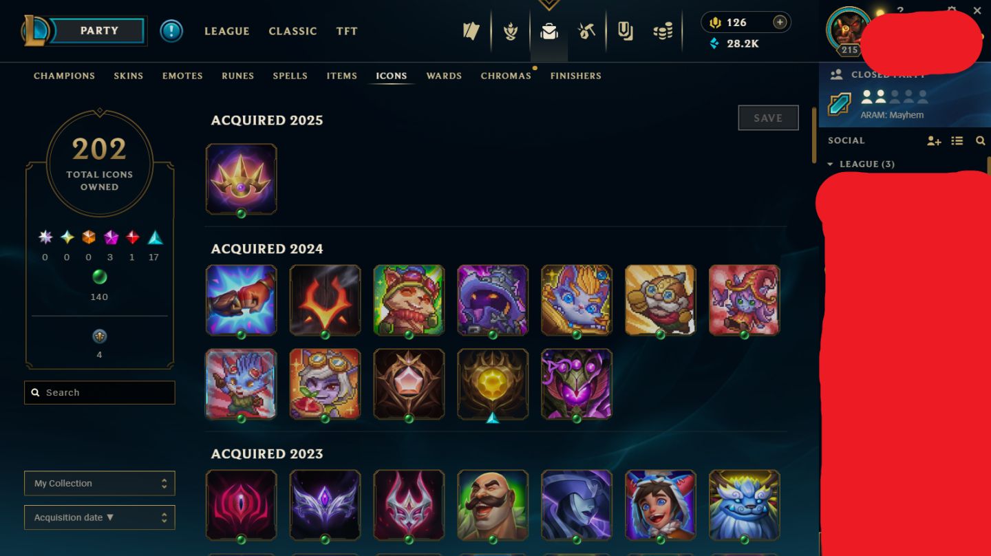 Conta LOL Gold Season 6 level 215 Todos os campeões