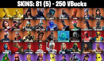 CONTA FORTNITE COM 81 SKINS GOLD MIDAS/GOLD BRUTUS/DEADPOOL/STRATUS/COBALT