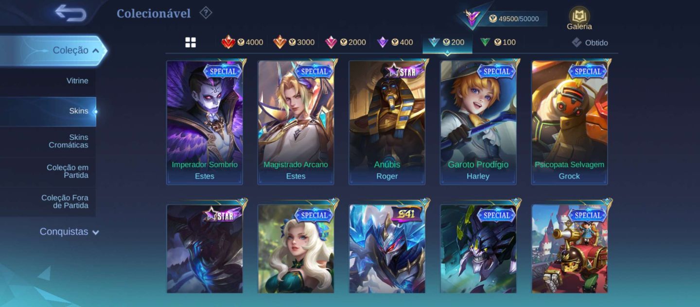 CONTA MOBILE LEGENDS RARA | 10 ANOS | 133 HERÓIS + 284 SKINS
