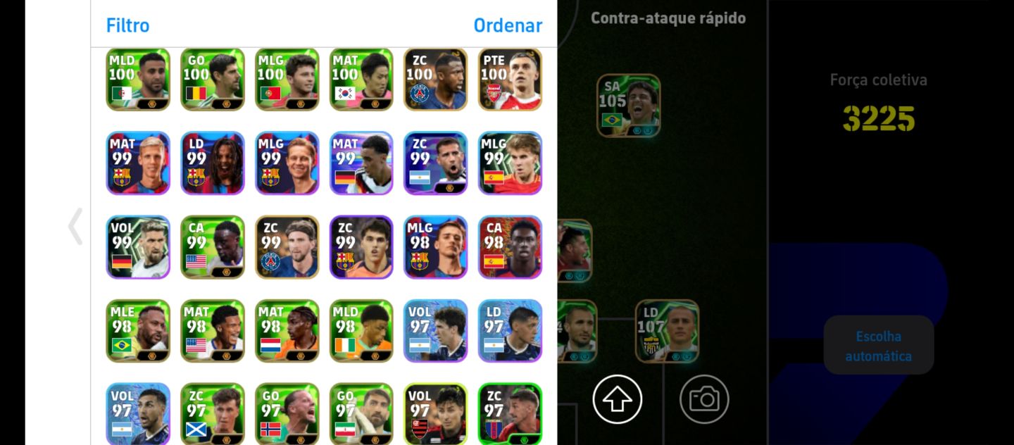 CONTA eFOOTBALL FORÇA 3225 | ELENCO 105+