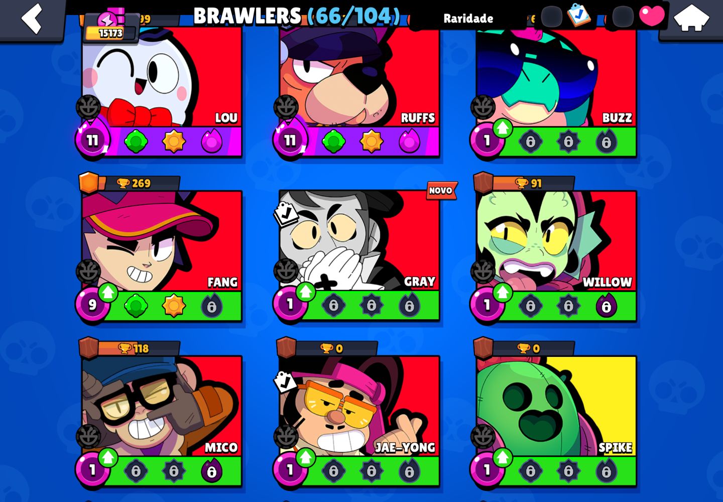 CONTA BRAWL STARS COM PASSE DA TEMPORADA 5 15K 65 SKINS