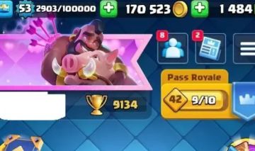 Conta Clash Royale nível 53, 9134 troféus, 48 cartas máx, 95 emotes, 1484 gemas