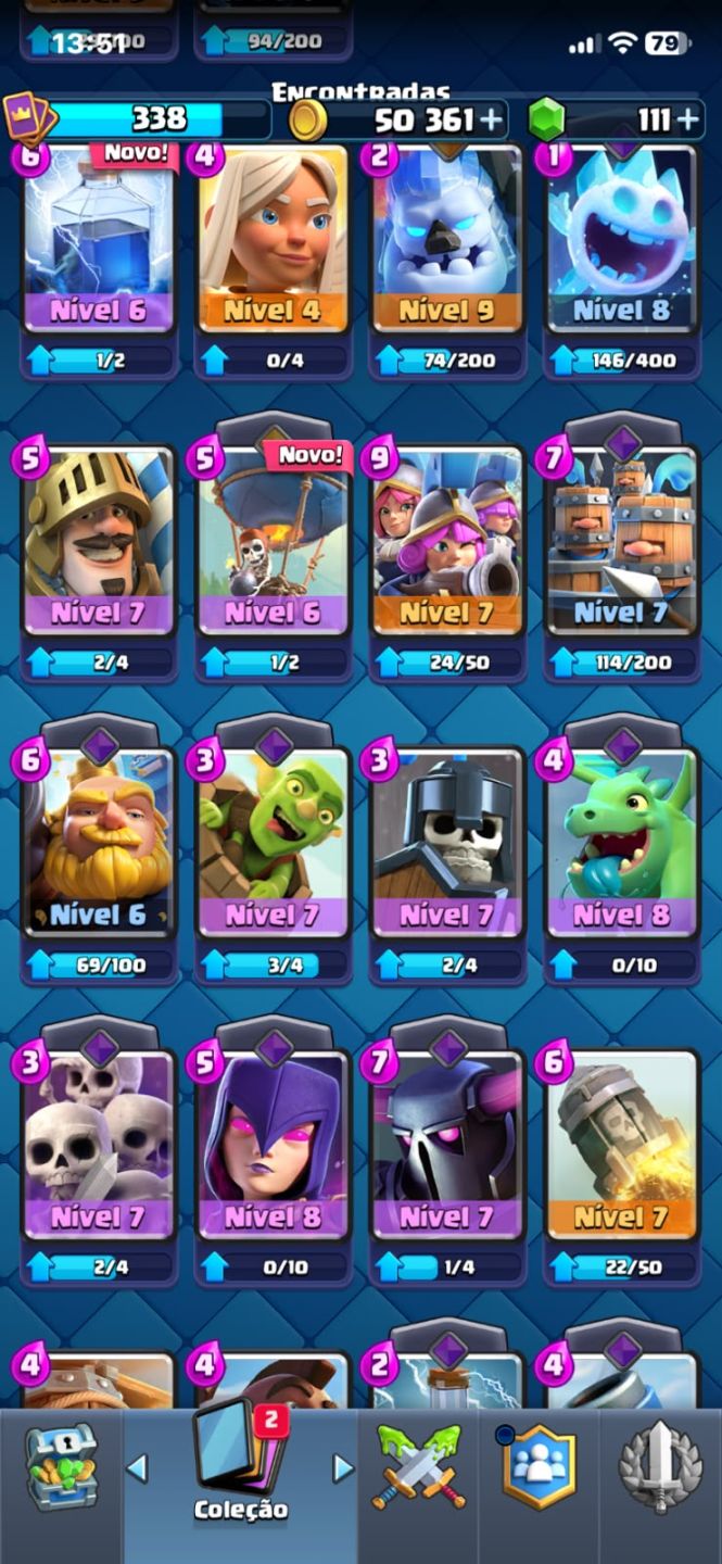 CONTA CLASH ROYALE 2.444 TROFÉUS | NÍVEL 9 | 50 MIL OURO + 111 GEMAS!