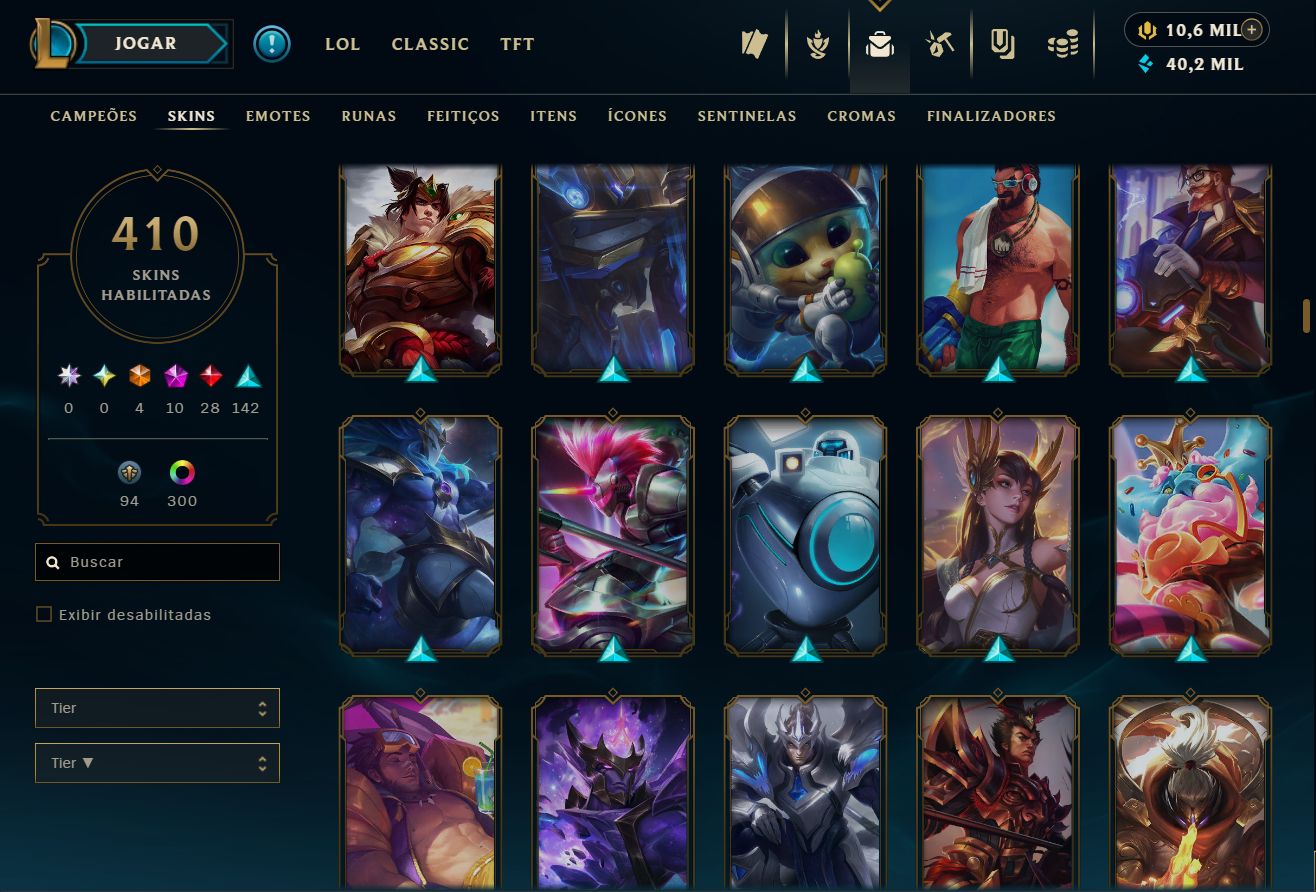 Lvl 534 | 410 skins | 10,662 RP | 210 EM | Bordas e muito mais