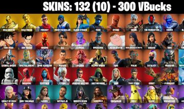 132 Skins - gold midas, gold brutus, prodigy, point patroller, 300 vbucks