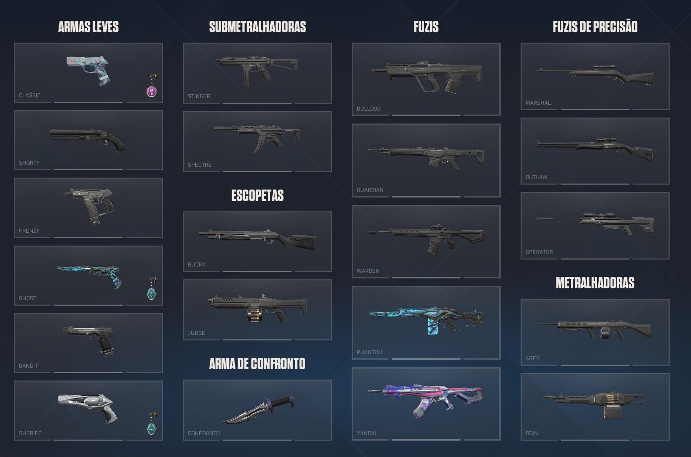 Conta valorant 2 skins de vandal, phantom, sheriff, ghost e faca