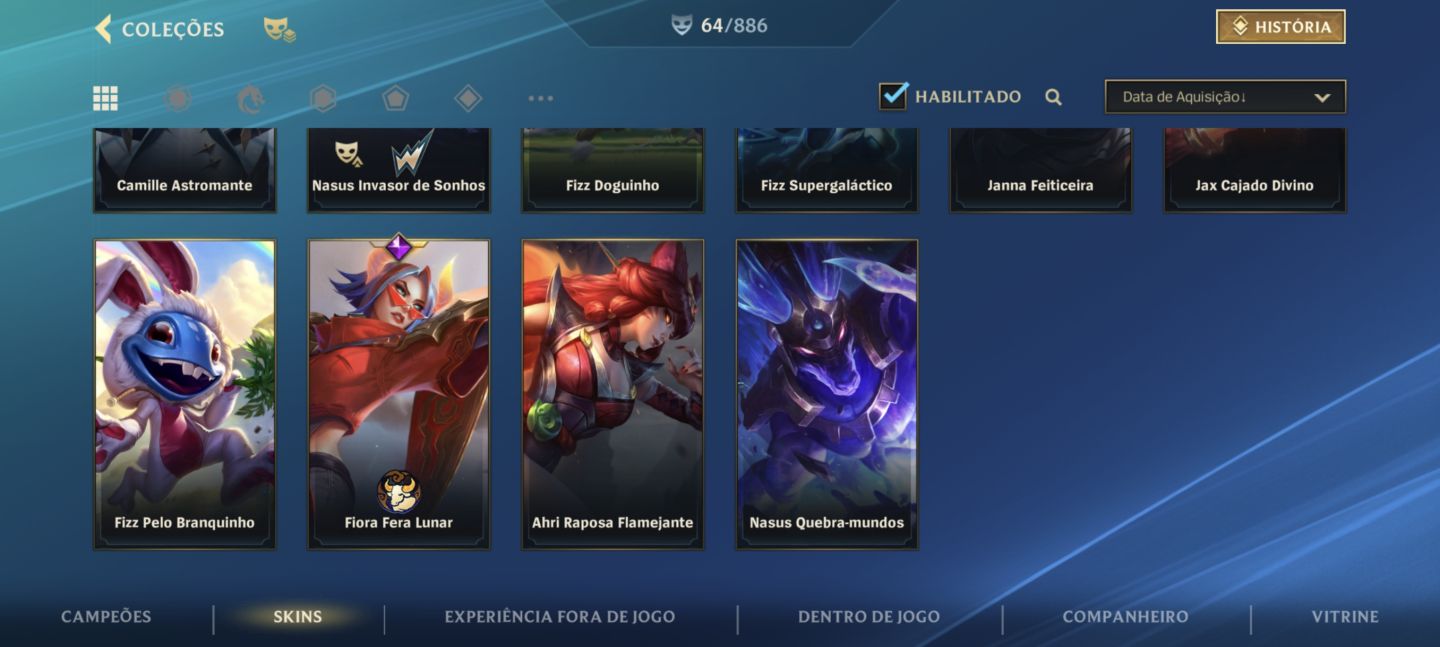 Conta de WildRift 64 skins preço mais baixo