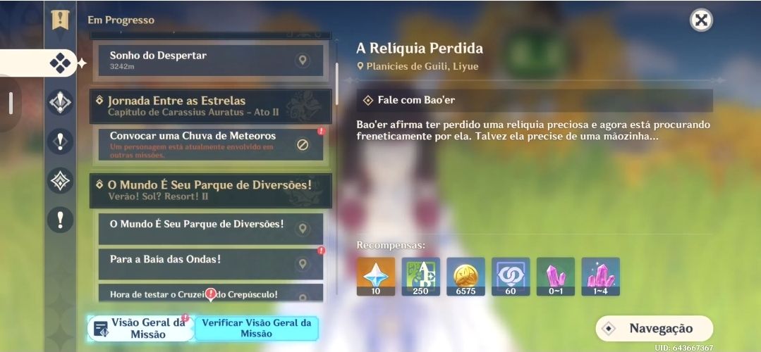 Desapego conta genshin ar 59 criada no final de 2021, com itens da 2.4 adiante