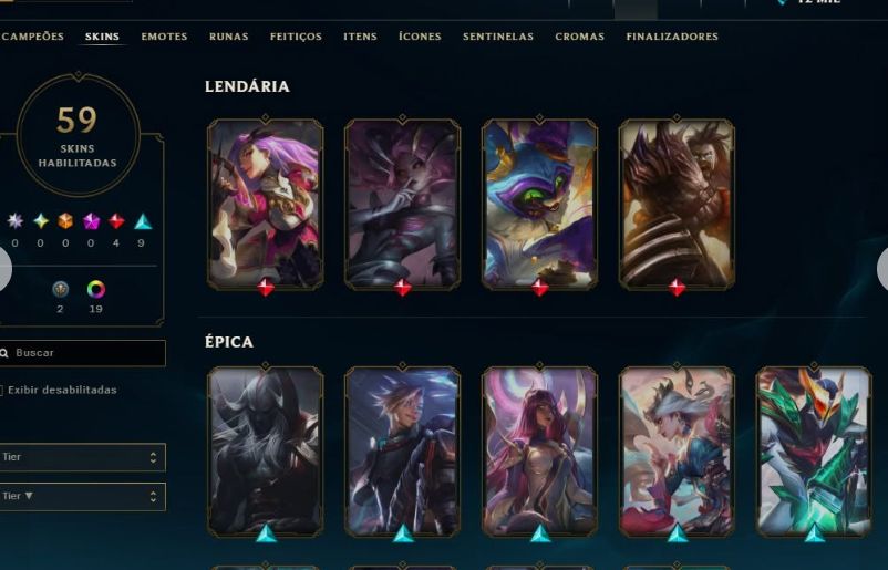 CONTA LEAGUE OF LEGENDS - PRATA II / OURO 4 59 Skins habilitadas, incluindo opç