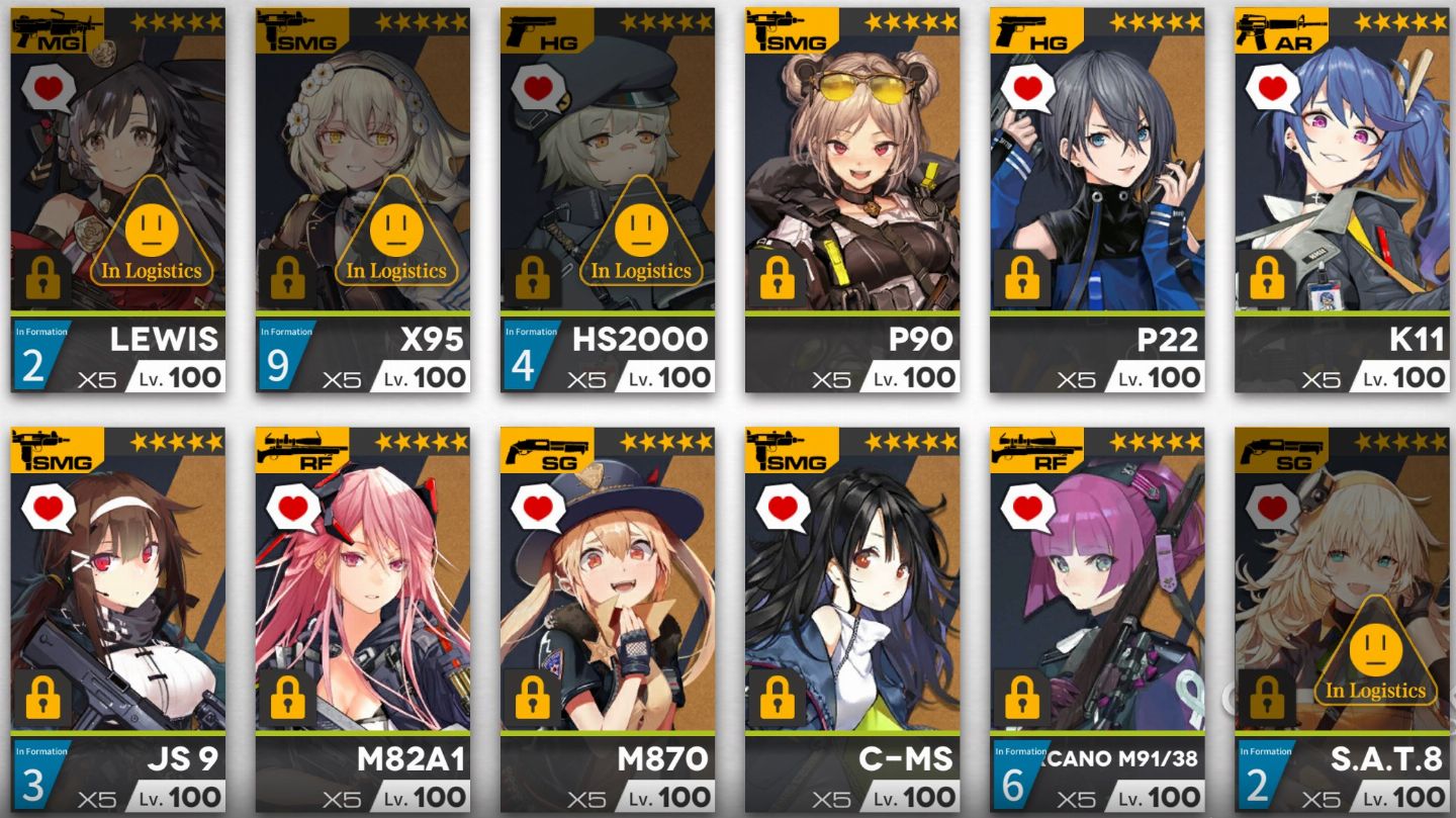 [GFL1] Girls Frontline Conta Nível 125 | 5 Collab | SF Bosses | HOC Max | Fairys