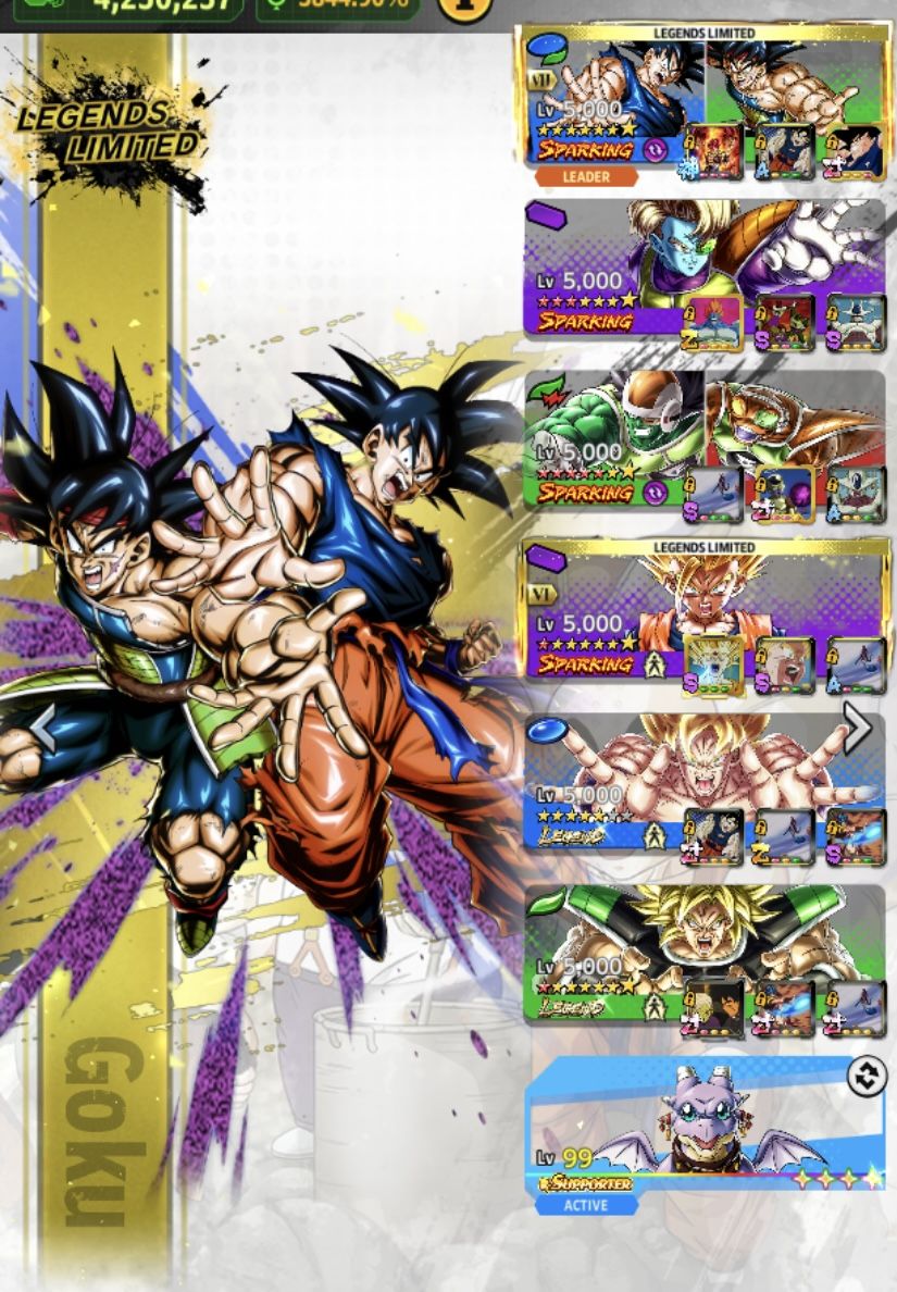 Conta dragon ball legends com vários legends e ultra + squadra de brinde