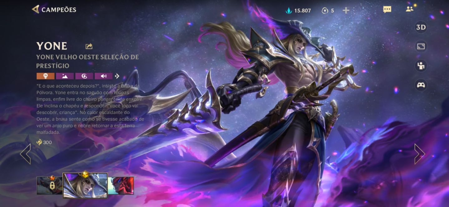 Conta de wild rift com Yone Velho Oeste Edição de Prestigio e outras skins