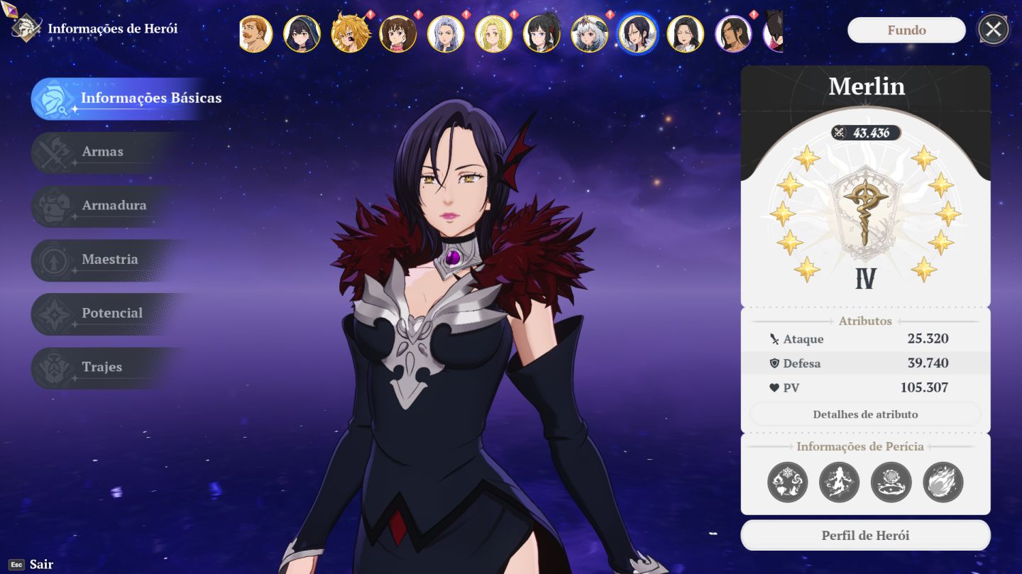 NA EAST - CONTA END GAME - TODOS OS CHARS - MERLIN, BAN, ELIZABETH P10
