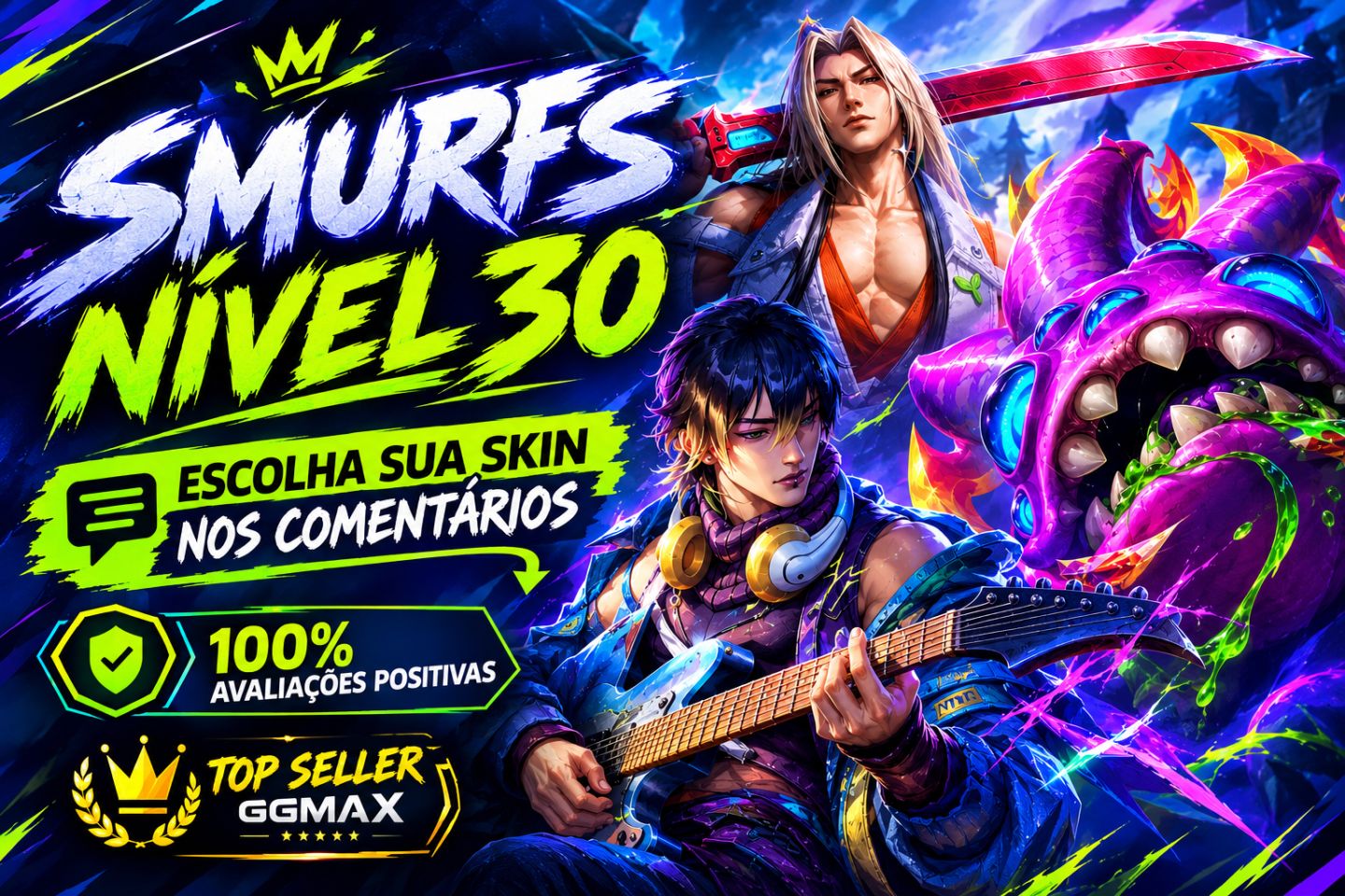SMURF SKIN Á ESCOLHA / 100% SEGURA. MUDE PARA SEU E-MAIL, TODOS OS DADOS LVL30
