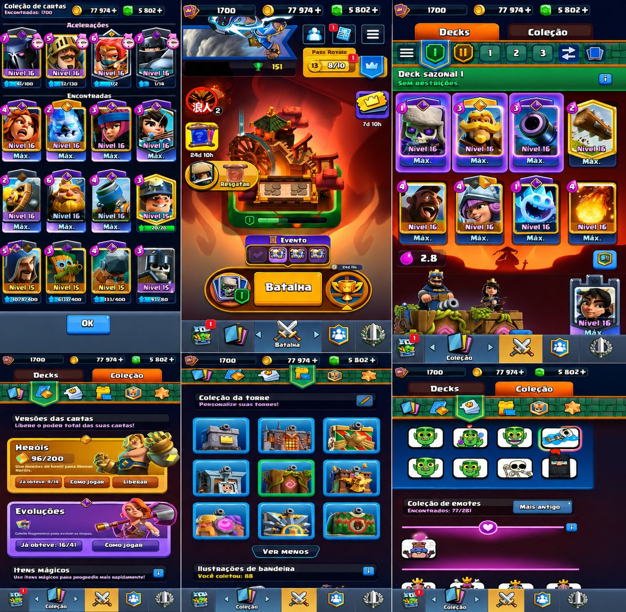 CONTA DE CLASH ROYALE | 14K TROFEUS 16 EVOLUÇÃO E 4 HEROI COM GRANDE CAMPEÃO |
