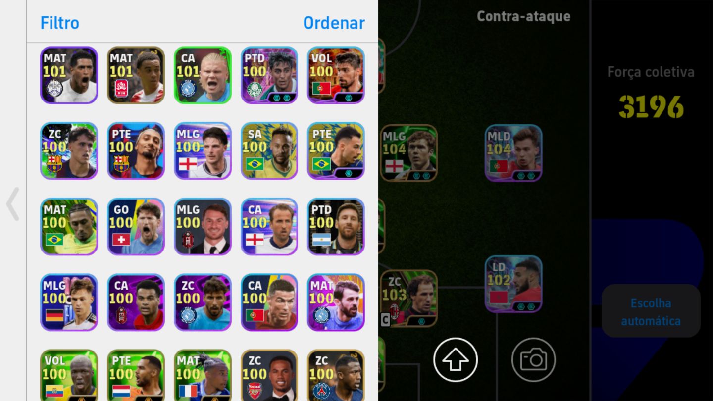CONTA eFOOTBALL COM FORÇA COLETIVA 3196 + TIME FORTE E CRAQUES 105!