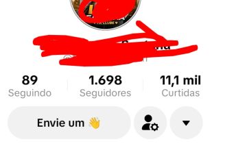 Conta do tik Tok com 1698 seguidores