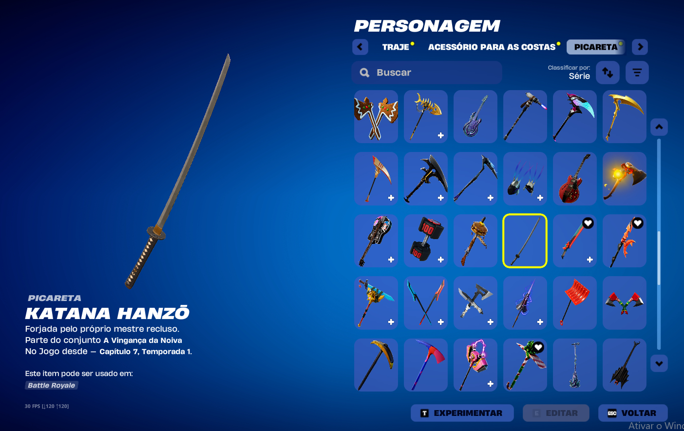 Conta de Fortnite/Epic Games Capitulo 1, Aproximadamente 115 skins