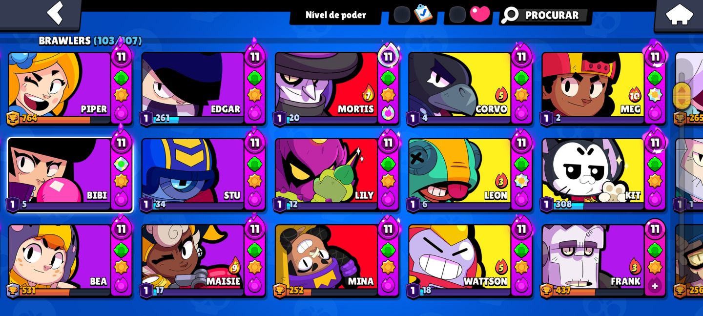 Possui 103 brawlers, mais de 250 skins, 30 brawlers full, Full acesso!!