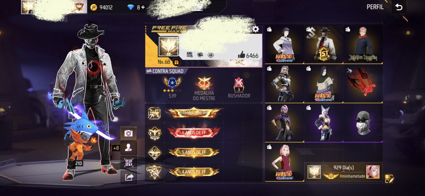 CONTA DE FREE FIRE COM BARBINHA, PANTUFAS, PUNHO E CALÇA ANGELICAL MAIS BARATA