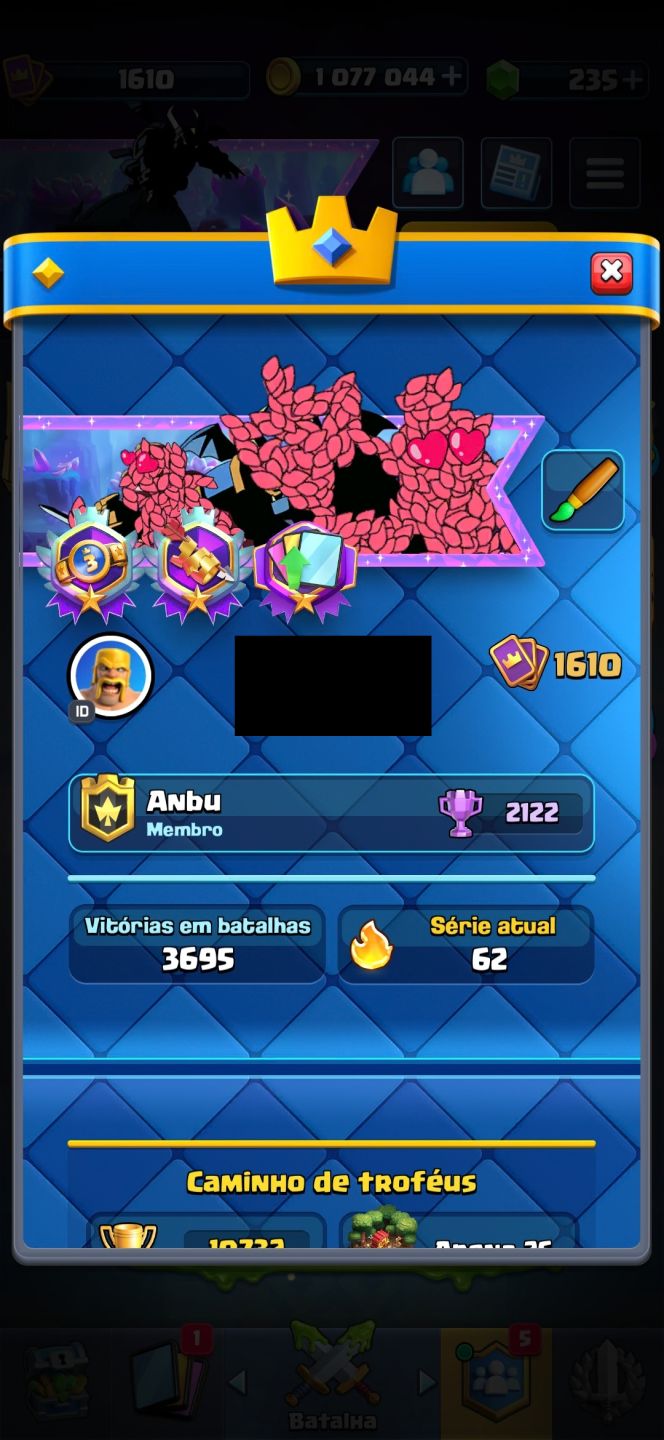 CONTA CLASH ROYALE - TROFÉUS 10.700