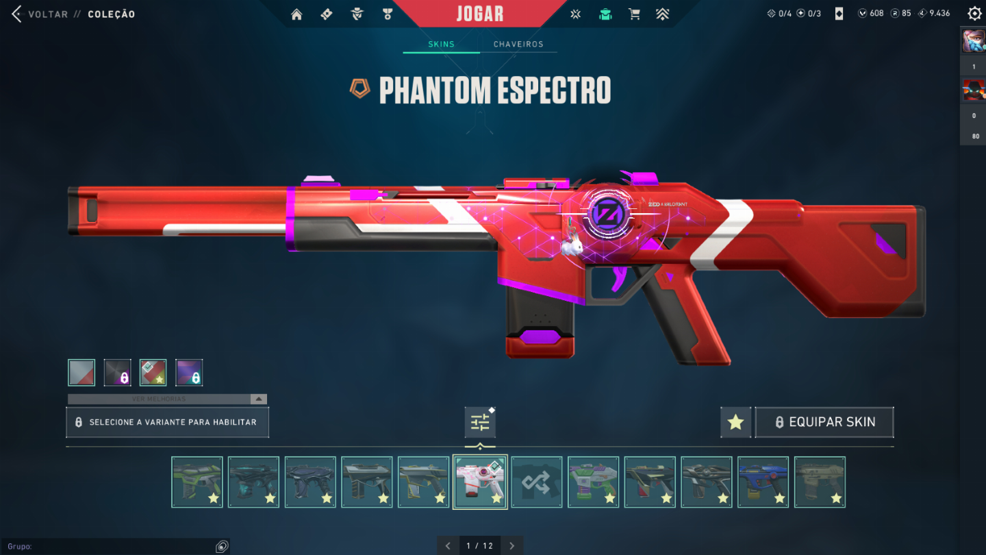 Conta de Valorant, investido R$6050,30 em skins