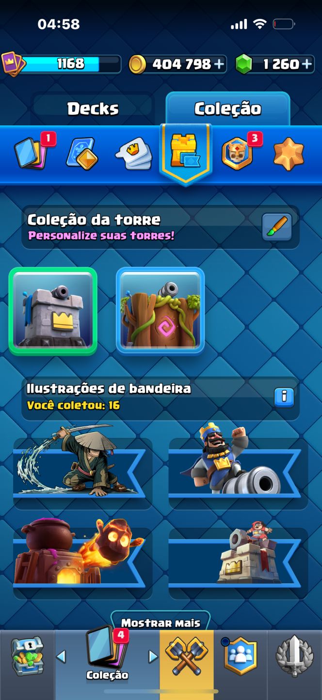 Conta De Clash Royale 7.2K | 1.260 Gemas | 404K Gold | Mestre I | 117/122 Cartas