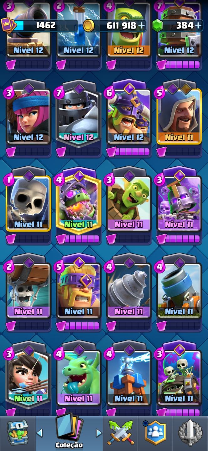 Clash royale 8k de troféus evoluções nas imagens.