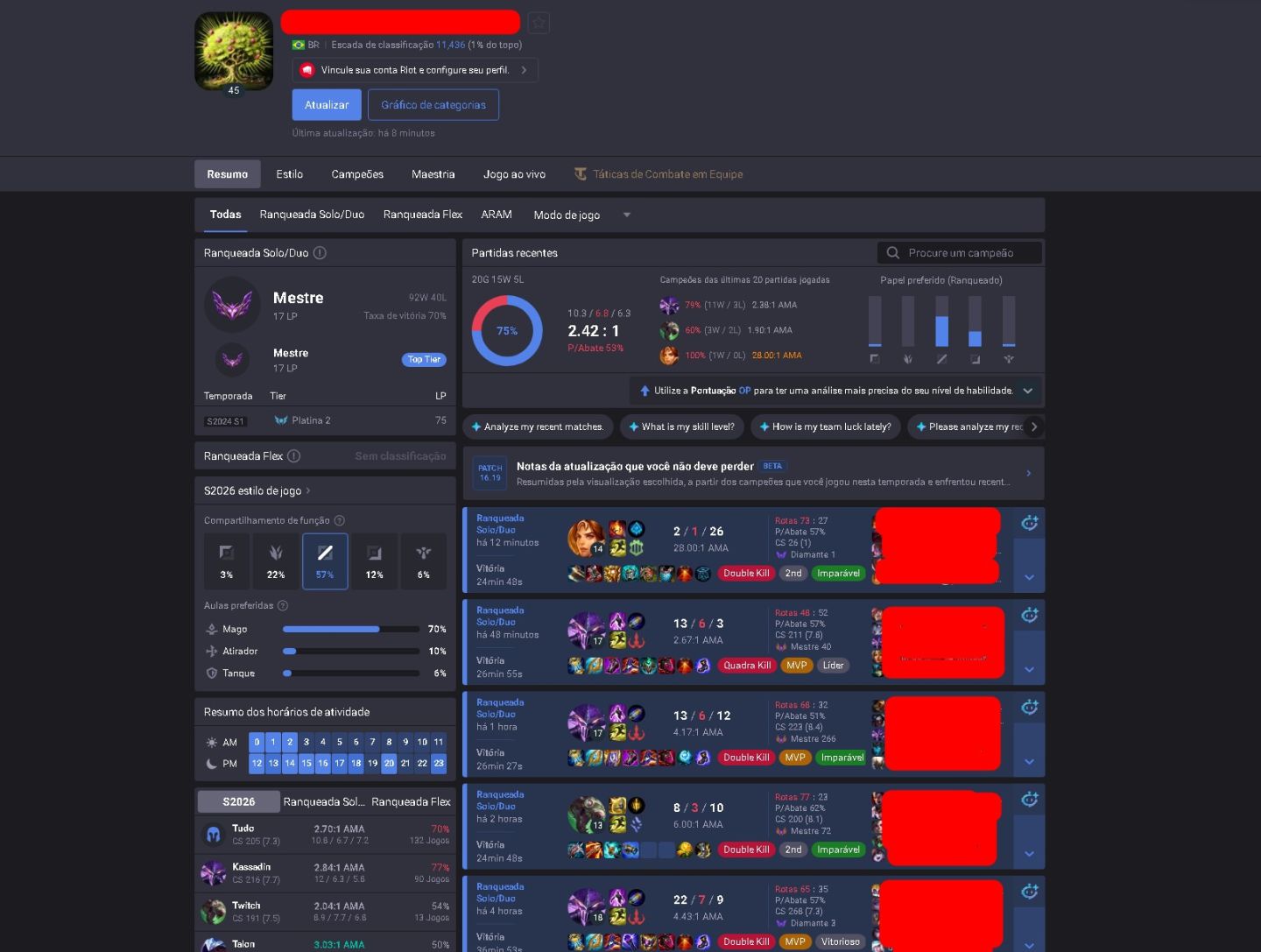 CONTA DIAMANTE 1 77% WINRATE COM KASSADIN (DECAY DE MESTRE) [FULL ACESSO]