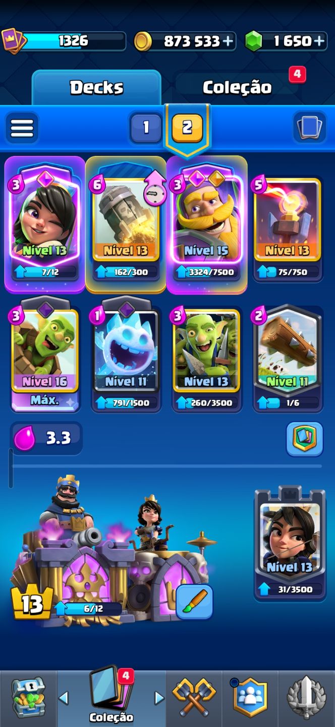 CONTA CLASH ROYALE 8.5K TROFEUS | 873K OURO + 1.6K GEMAS | + 7 EVOs