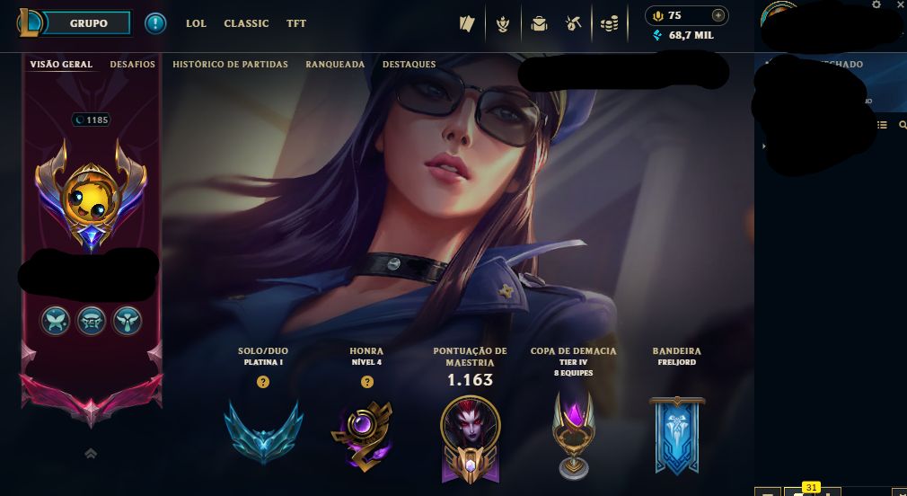 CONTA LOL NIVEL 1185
