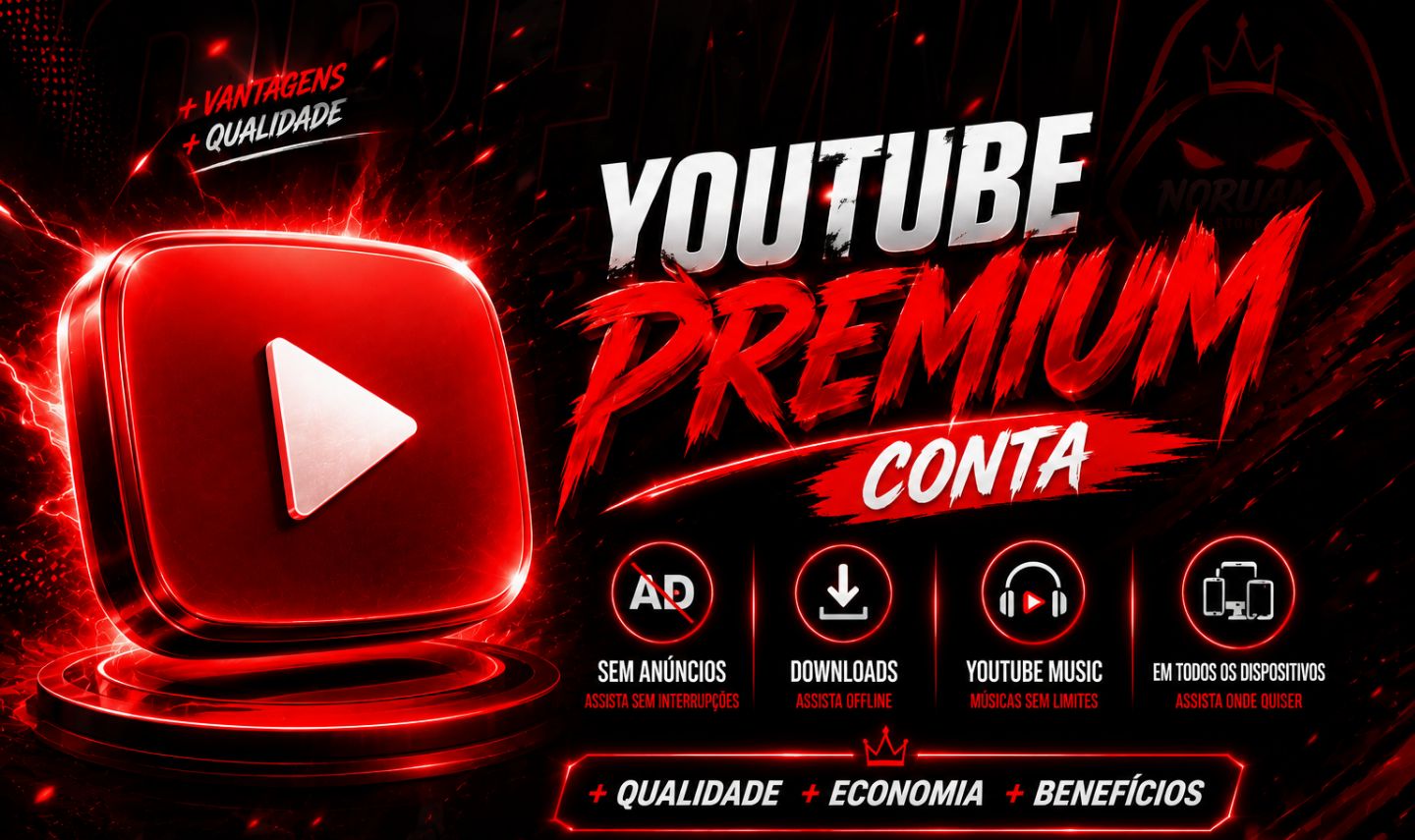 YOUTUBE PREMIUM + MUSIC PLANO 30 DIAS COM TODOS OS RECURSOS LIBERADOS