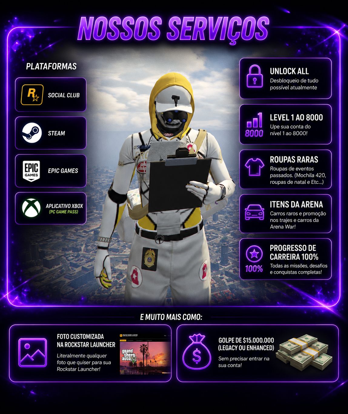 Upagem GTA5 PC enhanced e legacy. Golpe de 15M sem login e propriedades de graça