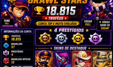 Brawl Stars 18.815 Troféus | 57 Brawlers | 4 Prestígios | Fang Full + Hipercarg