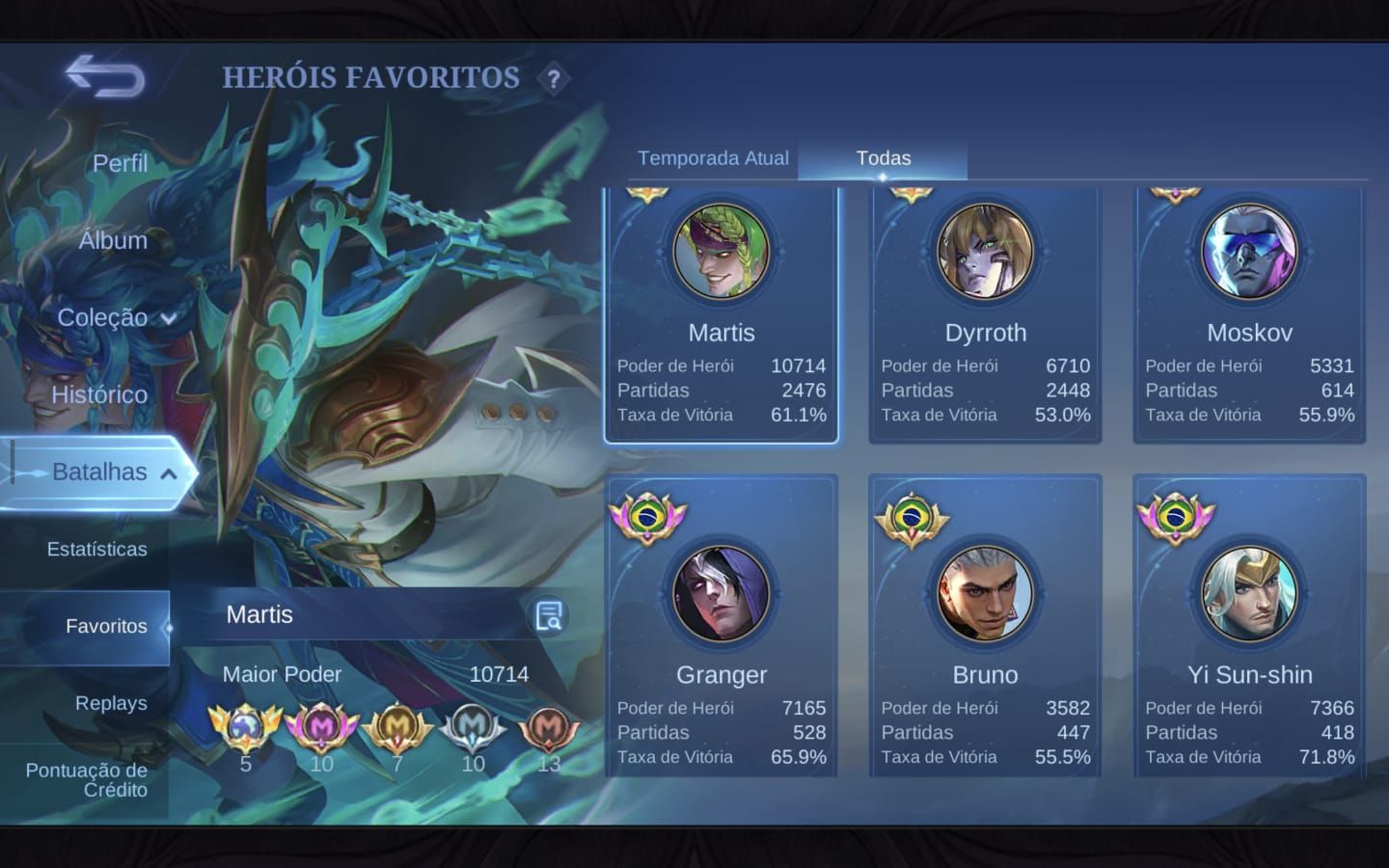 CONTA MOBILE LEGENDS À VENDA ALTA EXPERIÊNCIA | GLÓRIA MÍTICA | 251 SKINS