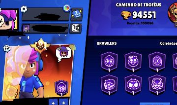 Conta de Brawl Stars 94000k de trofeus com gema negativa