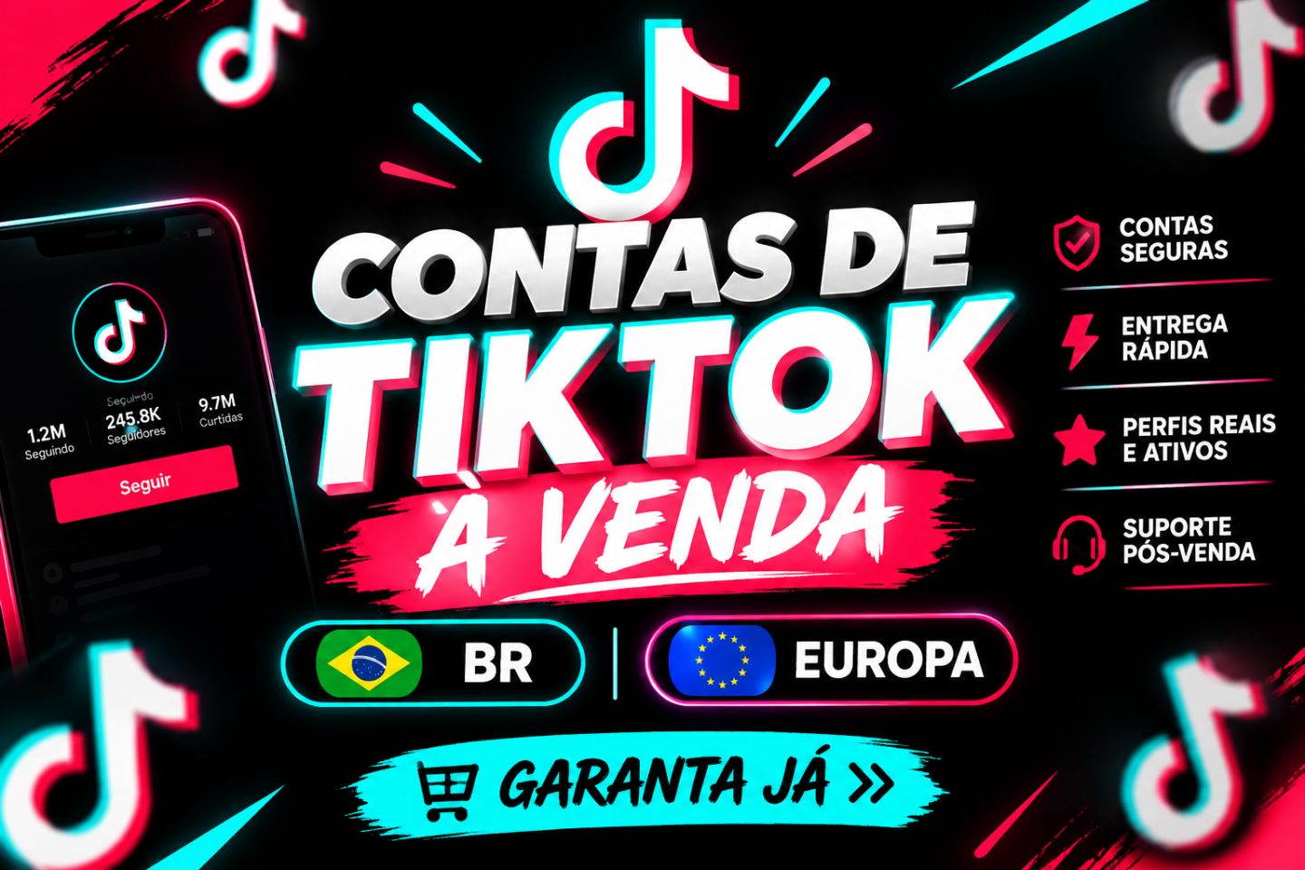 Contas Tiktok Novas & Antigas | Ips: Br, Eua, PT, Uk, NO